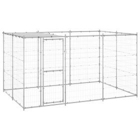 Outdoor Dog Kennel Galvanized Steel with Roof 78.1 ft¬≤