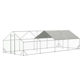 Large Metal Chicken Coop, Walk-in Chicken Run,Galvanized Wire Poultry Chicken Hen Pen Cage, Rabbits Duck Cages with Waterproof and Anti-Ultraviolet Co