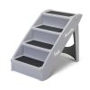 Foldable Pet Ladder, Dog Stairs with 4 Nonslip Steps, Dog Cat Ramp for High Bed Chair Car Sofa, Modern Gray