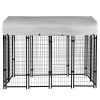 Dog Kennel with Roof Cover Heavy Duty Dog Crate for Medium and Large-sized Dogs, Black (Sandblasted)