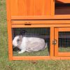 Large Wooden Rabbit Hutch Indoor and Outdoor Bunny Cage with a Removable Tray and a Waterproof Roof, Orange Red