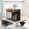 Dog Crate Furniture, Wooden Dog House, Decorative Dog Kennel with Drawer, Indoor Pet Crate End Table for Small Dog, Steel-Tube Dog Cage, Chew-Proof, R