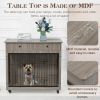 Dog Crate Furniture, Wooden Dog House, Decorative Dog Kennel with Drawer, Indoor Pet Crate End Table for Small Dog, Steel-Tube Dog Cage, Chew-Proof, G