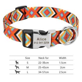 Adjustable Nylon Dog Collar Personalized Dogs Cat ID (Option: 147Orange-S)