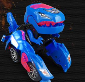 Hot Toys Deformation Dinosaur Toys Children's Light Music Electric Universal Toy Car (Color: Blue)