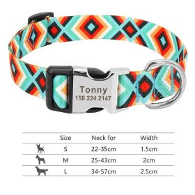 Adjustable Nylon Dog Collar Personalized Dogs Cat ID (Option: 147Green-M)