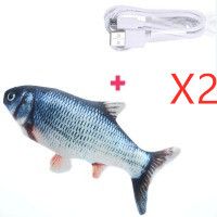 Electric Funny Cat Simulation Fish Beating Usb Jumping Cat Toy (Option: Grass carp x2)