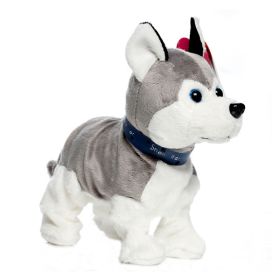 Voice Control Plush Mechanical Dog Doll (Color: Grey)