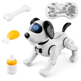 Smart Remote Control Robot Dog Children's Early Educational Toy Parent-Child Puzzle Interaction Electronic Pet Sing Dog Kid Gift (Color: White)