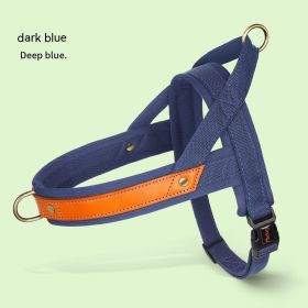 Dog's Straps Dog Breast Collar Hand Holding Rope Vest-style Jarre Aero Bull Dog Leash (Option: Flower Blue Single Chest Back-L)