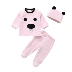 Children's Double-sided Flannel Children's Foot And Velvet Thick Warm Home Set (Option: Powder-70cm)