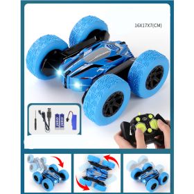 Double-sided Tumbling Stunt Dump Truck Charging Version Remote Control Toy (Option: Blue-B)