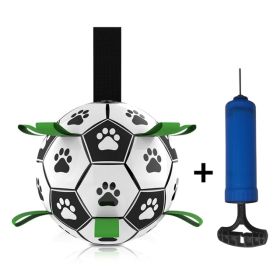 Dog Toys Interactive Pet Football Toys with Grab Tabs Dog Outdoor training Soccer Pet Bite Chew Balls for Dog accessories (Option: football with pump set)