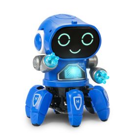 Electric Rock Robot, Music, Light, Automatic Walking, Swinging And Dancing Robot, Children's Toys (Option: Blue sixjaw robot)