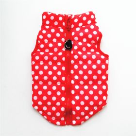 New Dog Clothes Winter Thickened Dog Cotton-padded Jacket Waistcoat Vest Down Silk Cotton Traction Buckle (Option: Red Polka Dot-XS)