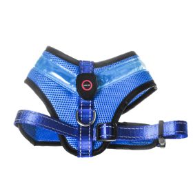 Pet Supplies LED Luminous Dog Chest Strap Rechargeable Mesh Luminous Harness Pet Products (Option: Blue-S)