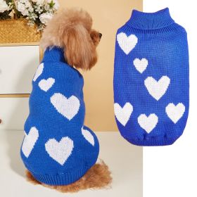 Pet Clothes Valentine's Day New Year Love Dog Knitted Sweater (Option: Blue-S)