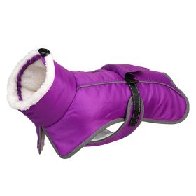 Winter Large Dog Golden Retriever Jarre Aero Bull Corgi Puppy Clothes Warm (Option: Purple-S)