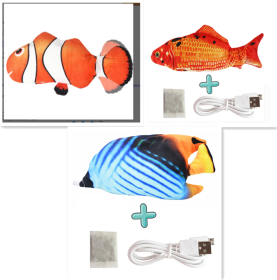 Electric Funny Cat Simulation Fish Beating Usb Jumping Cat Toy (Option: Set H)