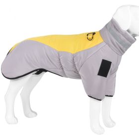 Warm Dog Jacket Winter Coat Reflective Waterproof Windproof Dog Snow Jacket Clothes with Zipper (Color: Yellow-Gray, size: XL)