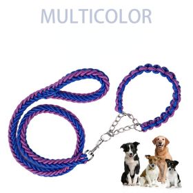 Eight-strand nylon braided dog collar leash dog chain impact blasting chain pet leash (Specification (L * W): S, colour: purple and black)