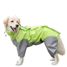 A Raincoat for all small and large dogs; Pet raincoat Medium large dog Golden hair Samo Alaska waterproof four foot raincoat Dog hooded raincoat (colour: Fluorescent green, size: 26)