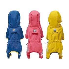 Small dog raincoat; body full surrounding; waterproof poncho pet clothes; with tow holes in the back (colour: Rose red, size: XL (recommended weight 9-12 jin))