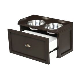 Elevated Dog Bowls Stand with 2 Stainless Steel Bowls (Type: Pet Supplies, Color: Brown)