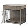 Dog Crate Furniture, Wooden Dog Crate End Table, 38.4 Inch Dog Kennel with 2 Drawers Storage, Heavy Duty Dog Crate, Decorative Pet Crate Dog Cage for