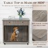 Dog Crate Furniture, Wooden Dog Crate End Table, 38.4 Inch Dog Kennel with 2 Drawers Storage, Heavy Duty Dog Crate, Decorative Pet Crate Dog Cage for