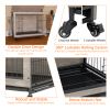 23.6"L X 20"W X 26"H Dog Crate Furniture with Cushion, Wooden Dog Crate Table, Double-Doors Dog Furniture, Dog Kennel Indoor for Small Dog, Dog House,