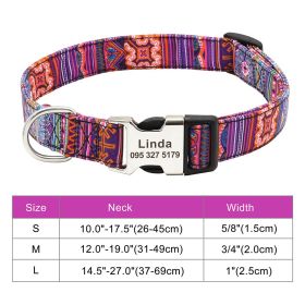 Adjustable Nylon Dog Collar Personalized Dogs Cat ID (Option: 030Orange-S)