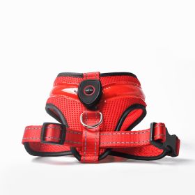 Pet Supplies LED Luminous Dog Chest Strap Rechargeable Mesh Luminous Harness Pet Products (Option: Red-M)