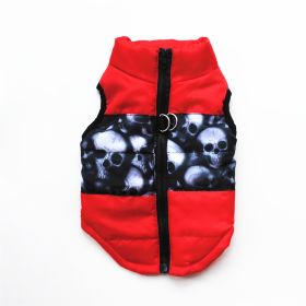 New Dog Clothes Winter Thickened Dog Cotton-padded Jacket Waistcoat Vest Down Silk Cotton Traction Buckle (Option: Red Chopsticks Head-S)