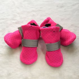 Pet Dog Breathable Wear-resistant And Non-slip Soft Sole Shoes (Option: Fluorescent Pink-NO4)