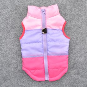 New Dog Clothes Winter Thickened Dog Cotton-padded Jacket Waistcoat Vest Down Silk Cotton Traction Buckle (Option: Rose Red-S)