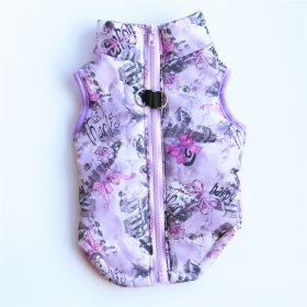 New Dog Clothes Winter Thickened Dog Cotton-padded Jacket Waistcoat Vest Down Silk Cotton Traction Buckle (Option: Purple Bow-XL)