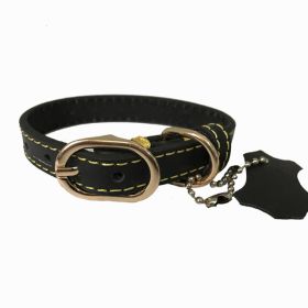 Pet Leather Collar Color Cowhide (Option: Black-XL)