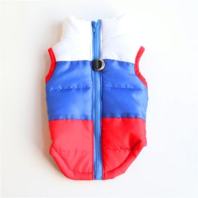 New Dog Clothes Winter Thickened Dog Cotton-padded Jacket Waistcoat Vest Down Silk Cotton Traction Buckle (Option: Bright Red-XL)