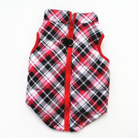 New Dog Clothes Winter Thickened Dog Cotton-padded Jacket Waistcoat Vest Down Silk Cotton Traction Buckle (Option: Plaid-XL)