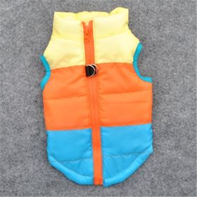 New Dog Clothes Winter Thickened Dog Cotton-padded Jacket Waistcoat Vest Down Silk Cotton Traction Buckle (Option: Blue-XL)